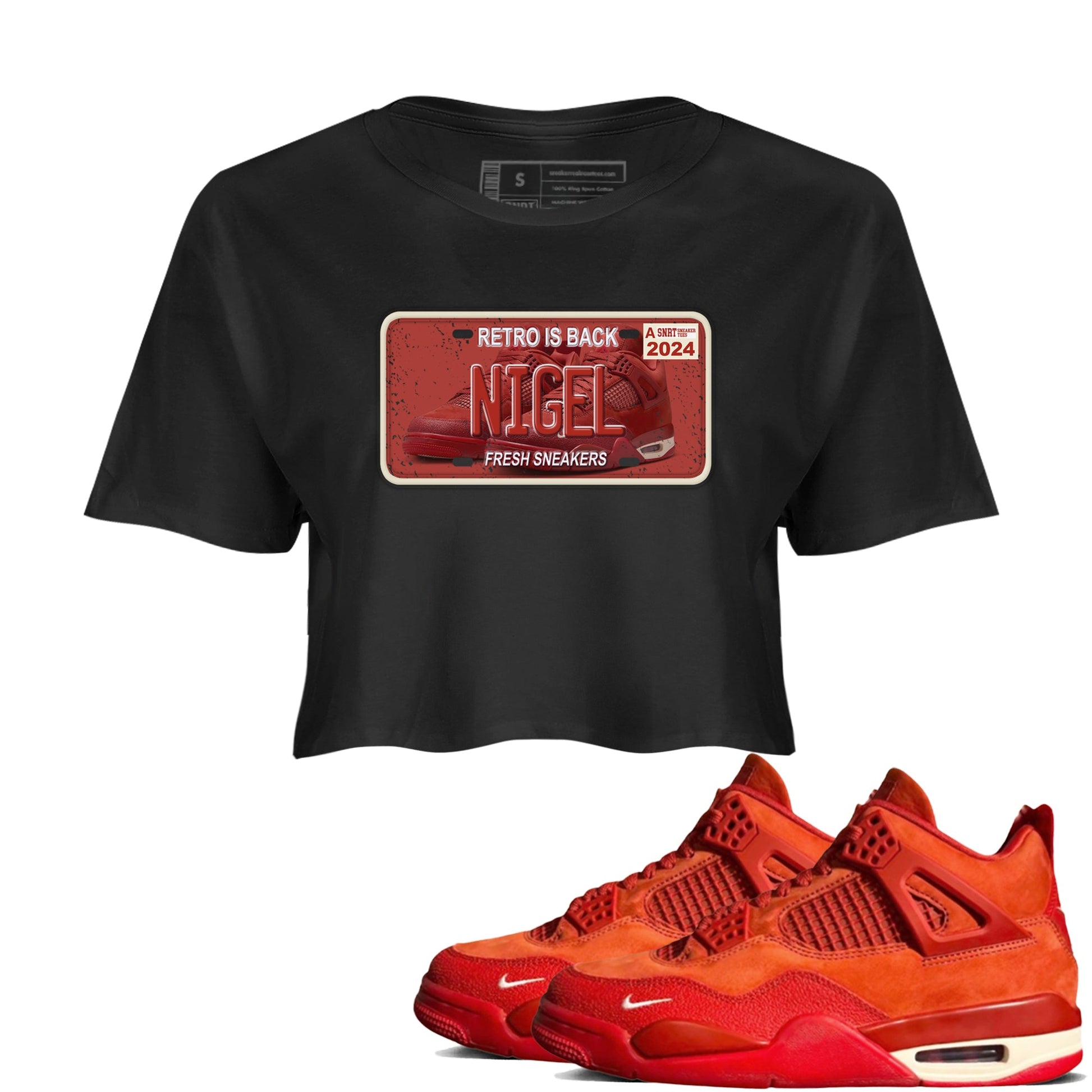 4s Brick By Brick shirts to match jordans Sneaker Plate sneaker match tees Air Jordan 4 Nigel match shoes to clothes SNRT Sneaker Tees unisex cotton Black 1 crop tee