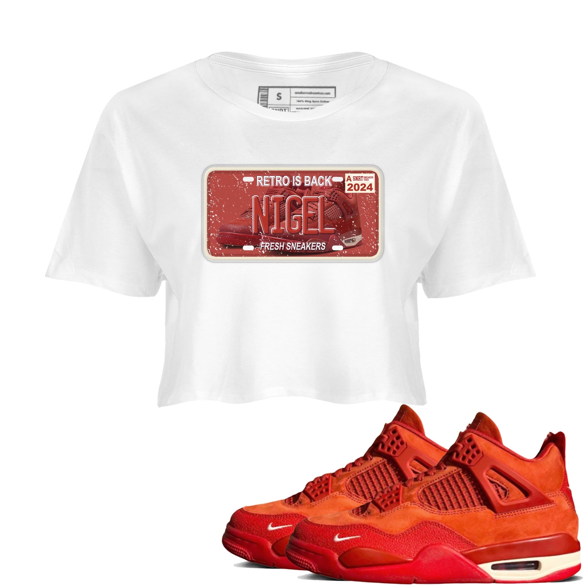 4s Brick By Brick shirts to match jordans Sneaker Plate sneaker match tees Air Jordan 4 Nigel match shoes to clothes SNRT Sneaker Tees unisex cotton White 1 crop tee