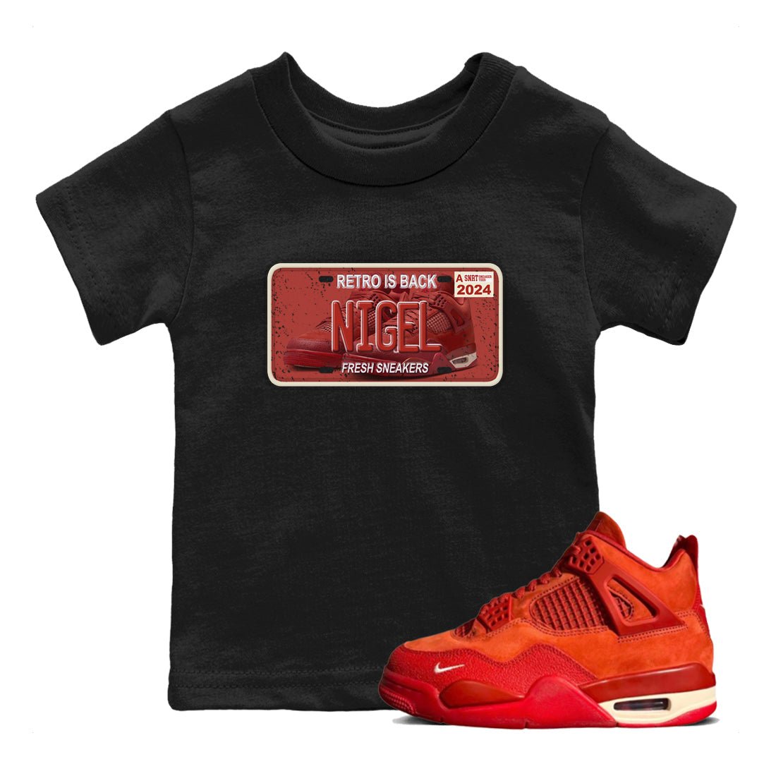 4s Brick By Brick shirts to match jordans Sneaker Plate sneaker match tees Air Jordan 4 Nigel match shoes to clothes SNRT Sneaker Tees Youth Baby Black 1 tee