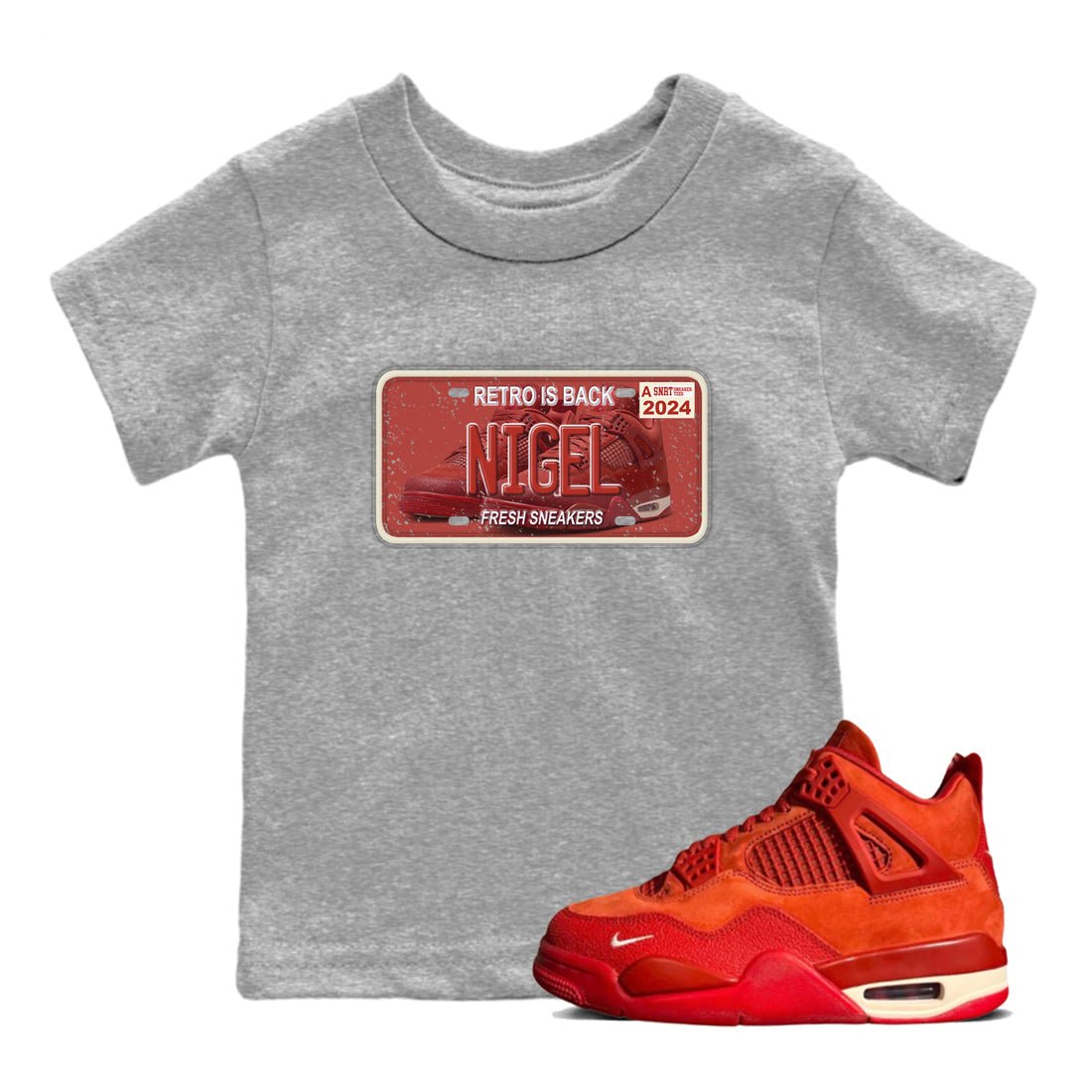 4s Brick By Brick shirts to match jordans Sneaker Plate sneaker match tees Air Jordan 4 Nigel match shoes to clothes SNRT Sneaker Tees Youth Baby Heather Grey 1 tee