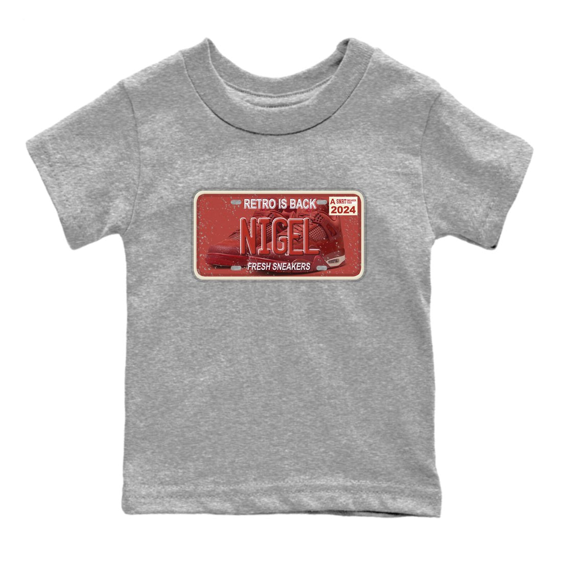 4s Brick By Brick shirts to match jordans Sneaker Plate sneaker match tees Air Jordan 4 Nigel match shoes to clothes SNRT Sneaker Tees Youth Baby Heather Grey 2 tee