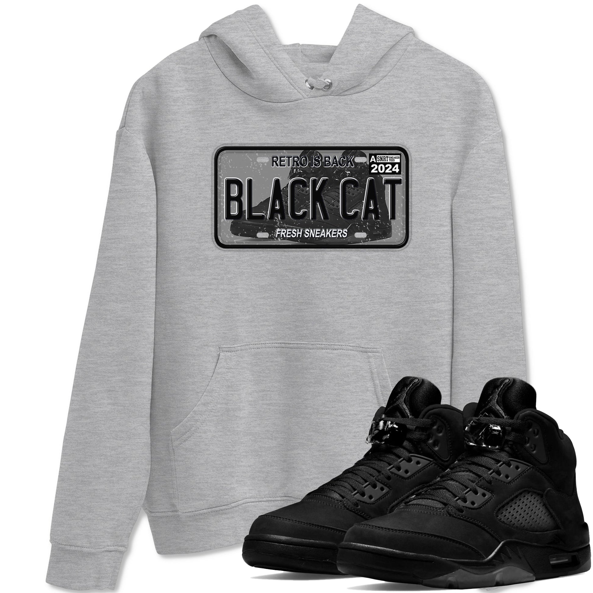 5s Black Cat shirts to match jordans Sneaker Plate sneaker match tees Air Jordan 5 Black Cat SNRT Sneaker Release Tees unisex cotton Heather Grey 1 crew neck shirts