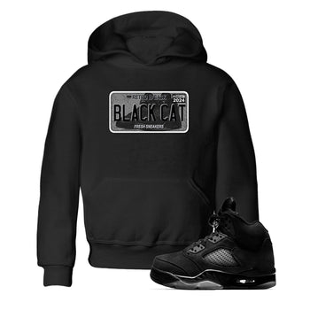 5s Black Cat shirts to match jordans Sneaker Plate sneaker match tees Air Jordan 5 Black Cat SNRT Sneaker Release Tees Youth Baby Black 1 crew neck shirts