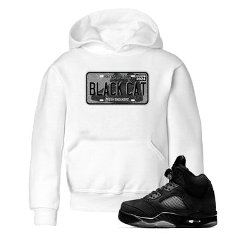 5s Black Cat shirts to match jordans Sneaker Plate sneaker match tees Air Jordan 5 Black Cat SNRT Sneaker Release Tees Youth Baby White 1 crew neck shirts