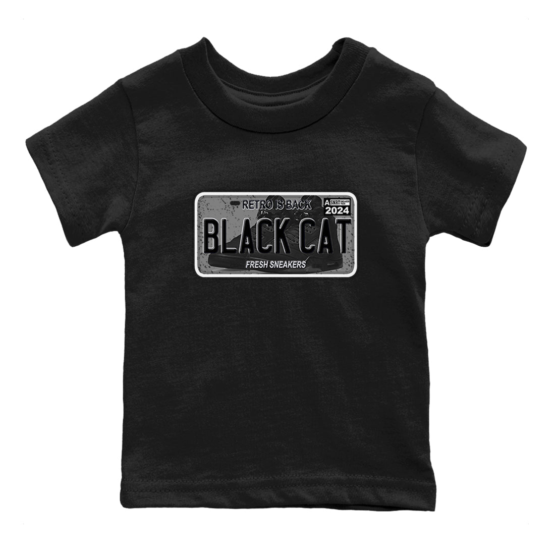 5s Black Cat shirts to match jordans Sneaker Plate sneaker match tees Air Jordan 5 Black Cat SNRT Sneaker Release Tees Youth Baby Black 2 crew neck shirts