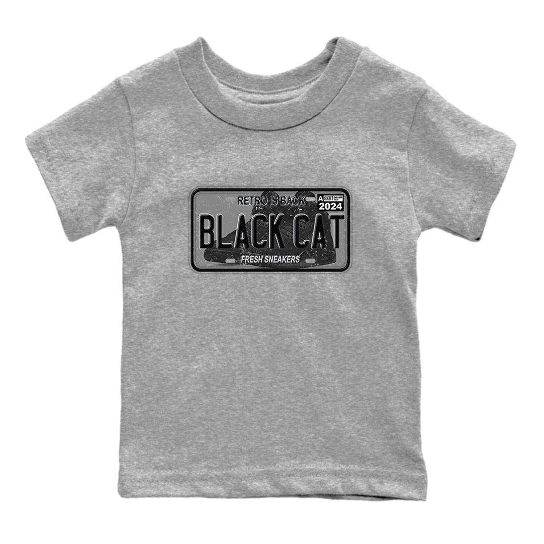 5s Black Cat shirts to match jordans Sneaker Plate sneaker match tees Air Jordan 5 Black Cat SNRT Sneaker Release Tees Youth Baby Heather Grey 2 crew neck shirts