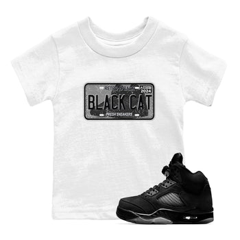 5s Black Cat shirts to match jordans Sneaker Plate sneaker match tees Air Jordan 5 Black Cat SNRT Sneaker Release Tees Youth Baby White 1 crew neck shirts