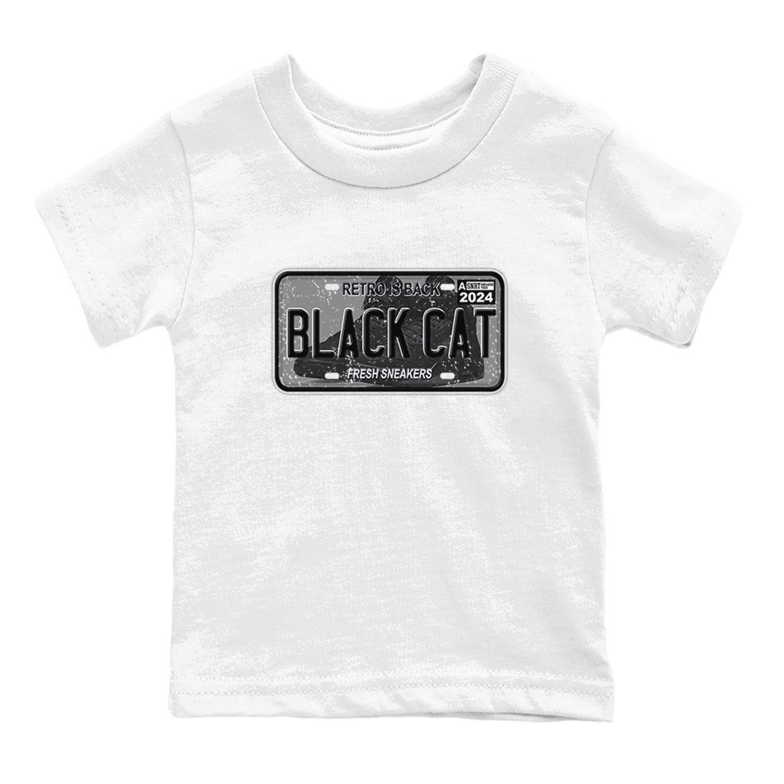 5s Black Cat shirts to match jordans Sneaker Plate sneaker match tees Air Jordan 5 Black Cat SNRT Sneaker Release Tees Youth Baby White 2 crew neck shirts
