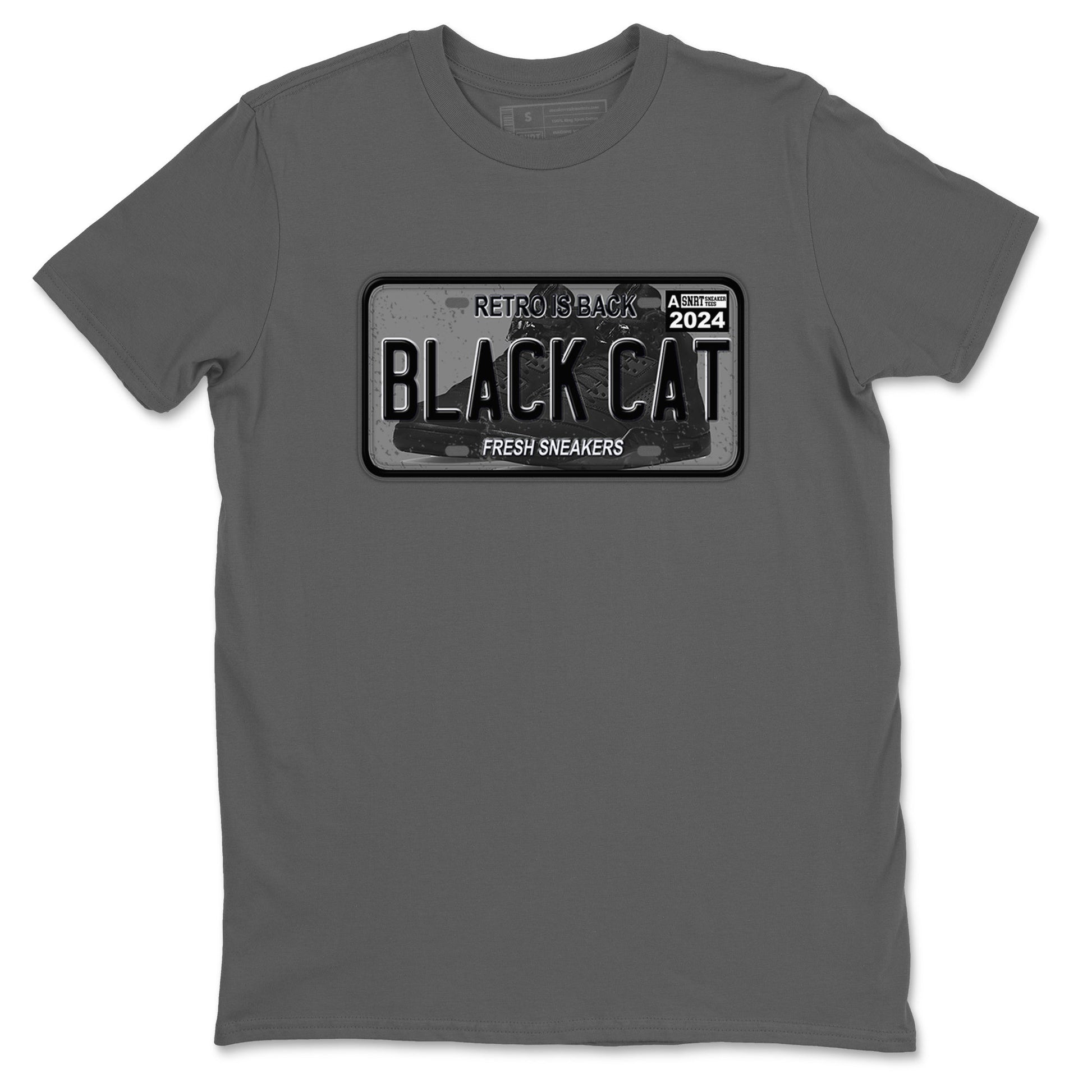 5s Black Cat shirts to match jordans Sneaker Plate sneaker match tees Air Jordan 5 Black Cat SNRT Sneaker Release Tees unisex cotton Cool Grey 2 crew neck shirts