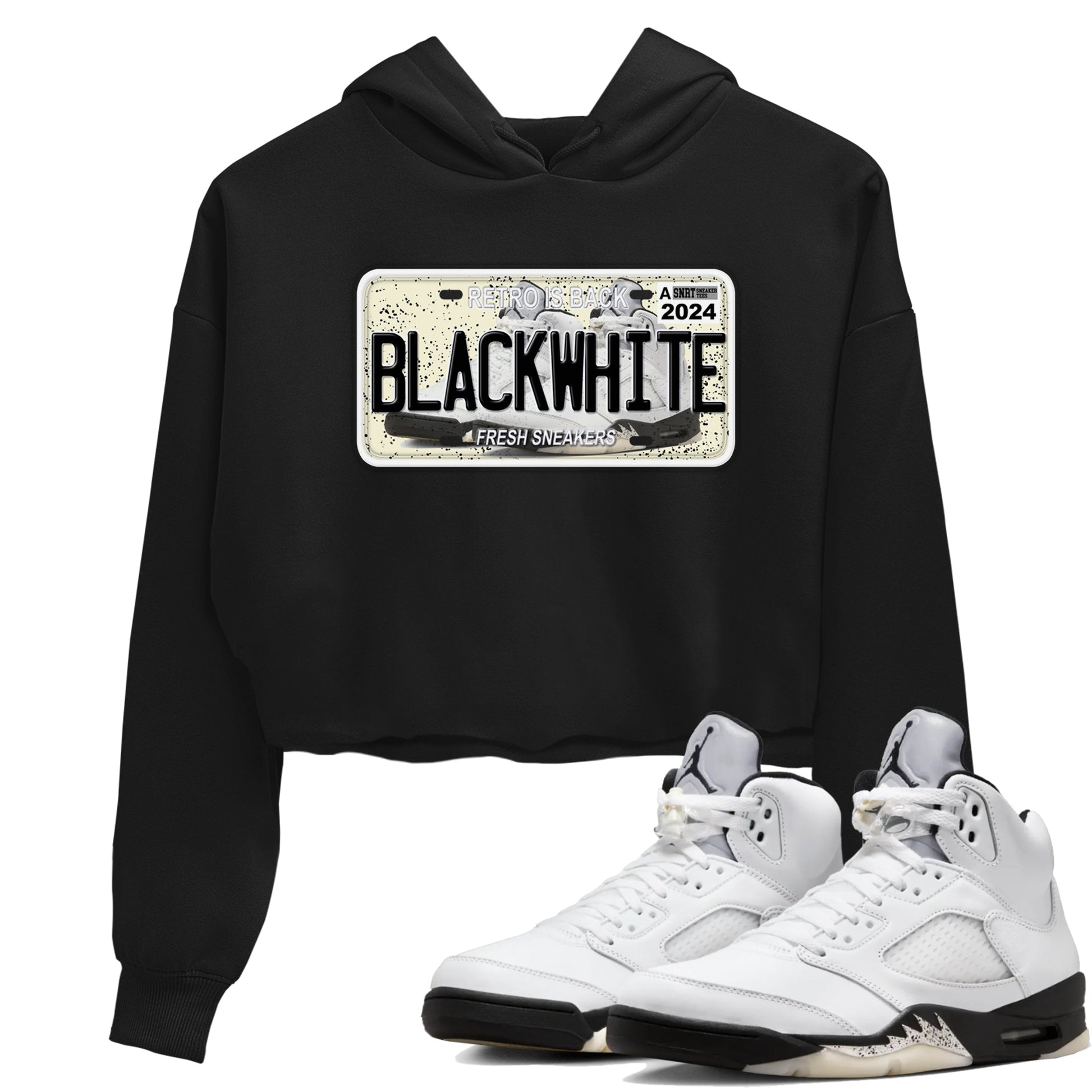 5s White Black shirts to match jordans Sneaker Plate sneaker match tees Air Jordan 5 Retro White Black match shoes to clothes SNRT Sneaker Tees unisex cotton Black 1 crop tee