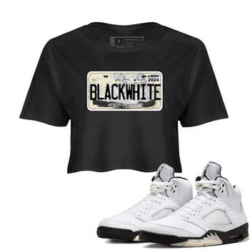 5s White Black shirts to match jordans Sneaker Plate sneaker match tees Air Jordan 5 Retro White Black match shoes to clothes SNRT Sneaker Tees unisex cotton Black 1 crop tee