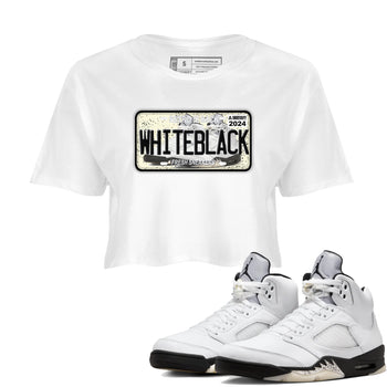 5s White Black shirts to match jordans Sneaker Plate sneaker match tees Air Jordan 5 Retro White Black match shoes to clothes SNRT Sneaker Tees unisex cotton White 1 crop tee
