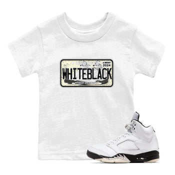 5s White Black shirts to match jordans Sneaker Plate sneaker match tees Air Jordan 5 Retro White Black match shoes to clothes SNRT Sneaker Tees Youth Baby White 1 tee