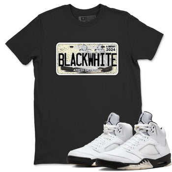 5s White Black shirts to match jordans Sneaker Plate sneaker match tees Air Jordan 5 Retro White Black match shoes to clothes SNRT Sneaker Tees unisex cotton Black 1 shirts