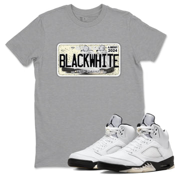 5s White Black shirts to match jordans Sneaker Plate sneaker match tees Air Jordan 5 Retro White Black match shoes to clothes SNRT Sneaker Tees unisex cotton Heather Grey 1 shirts