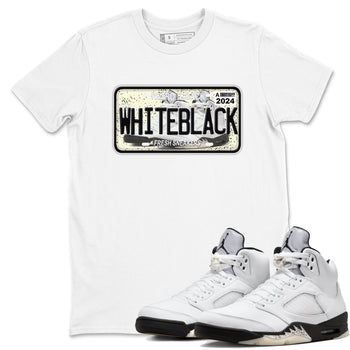 5s White Black shirts to match jordans Sneaker Plate sneaker match tees Air Jordan 5 Retro White Black match shoes to clothes SNRT Sneaker Tees unisex cotton White 1 shirts