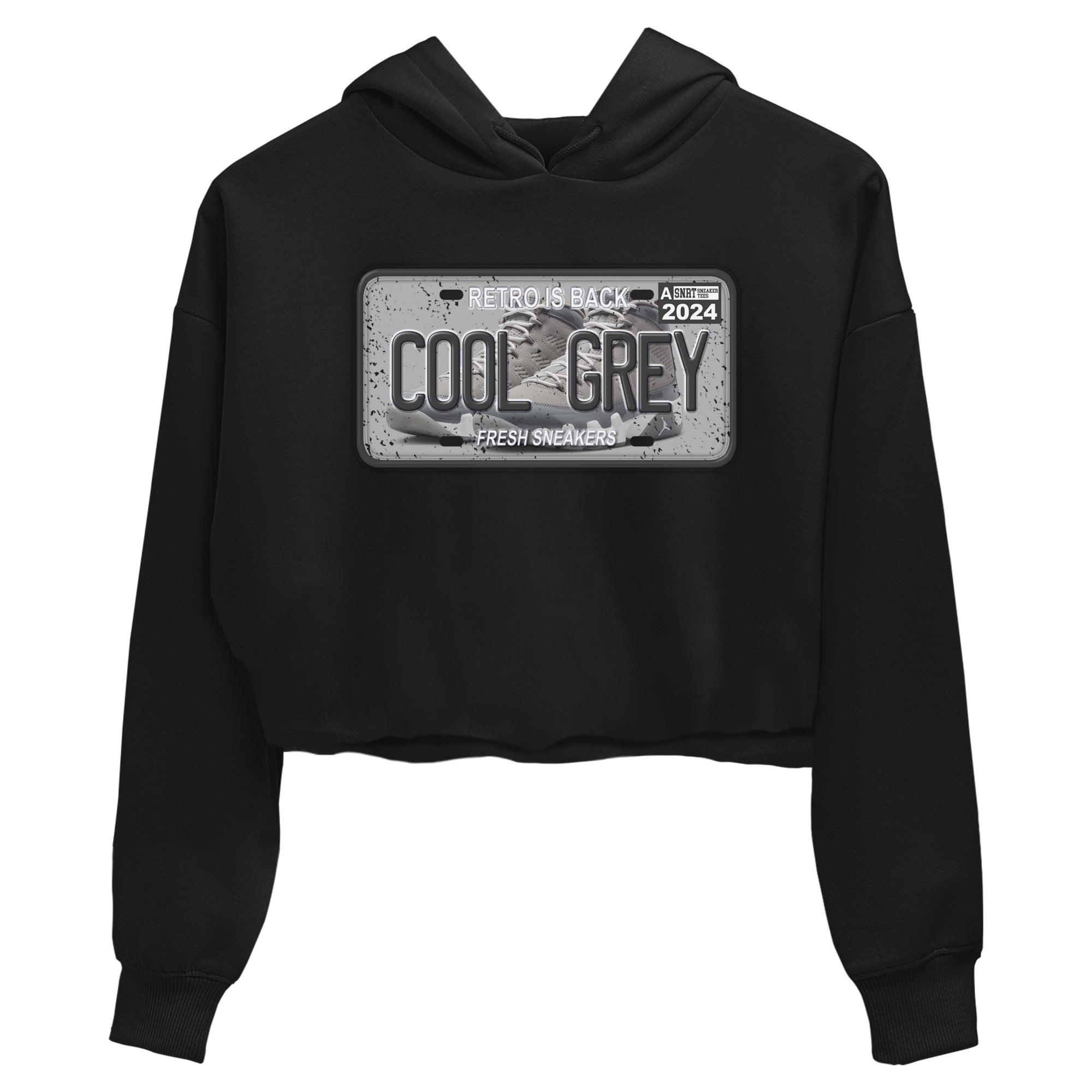 9s Cool Grey shirts to match jordans Sneaker Plate sneaker match tees Air Jordan 9 Retro Cool Grey match shoes to clothes SNRT Sneaker Tees unisex cotton Black 2 crop tee