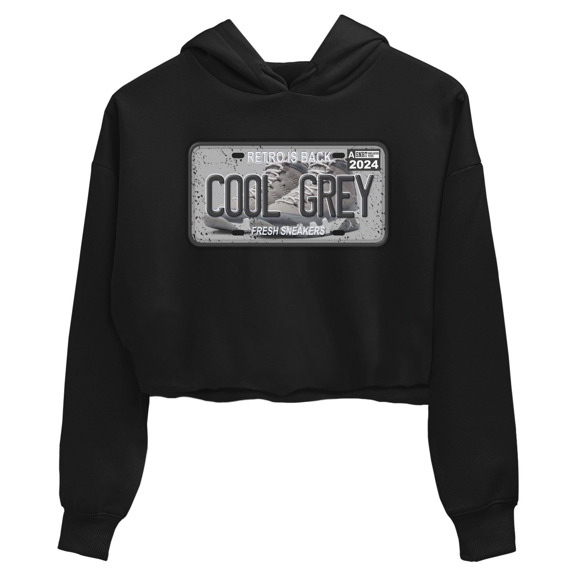9s Cool Grey shirts to match jordans Sneaker Plate sneaker match tees Air Jordan 9 Retro Cool Grey match shoes to clothes SNRT Sneaker Tees unisex cotton Black 2 crop tee