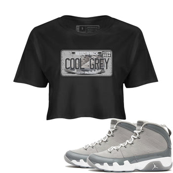 9s Cool Grey shirts to match jordans Sneaker Plate sneaker match tees Air Jordan 9 Retro Cool Grey match shoes to clothes SNRT Sneaker Tees unisex cotton Black 1 crop tee