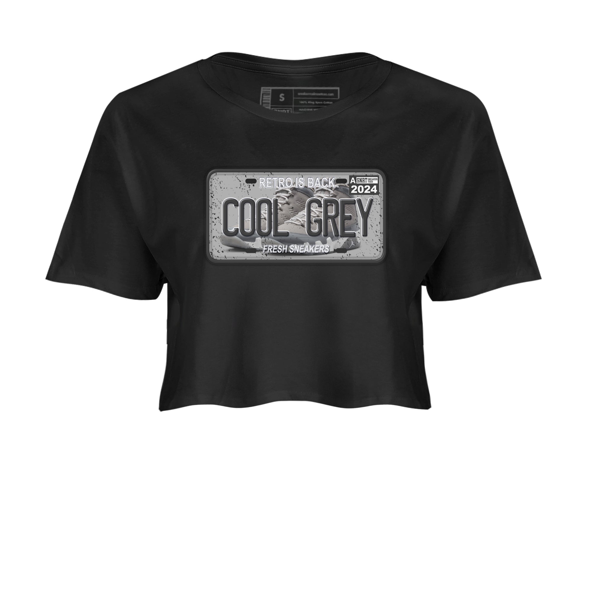 9s Cool Grey shirts to match jordans Sneaker Plate sneaker match tees Air Jordan 9 Retro Cool Grey match shoes to clothes SNRT Sneaker Tees unisex cotton Black 2 crop tee