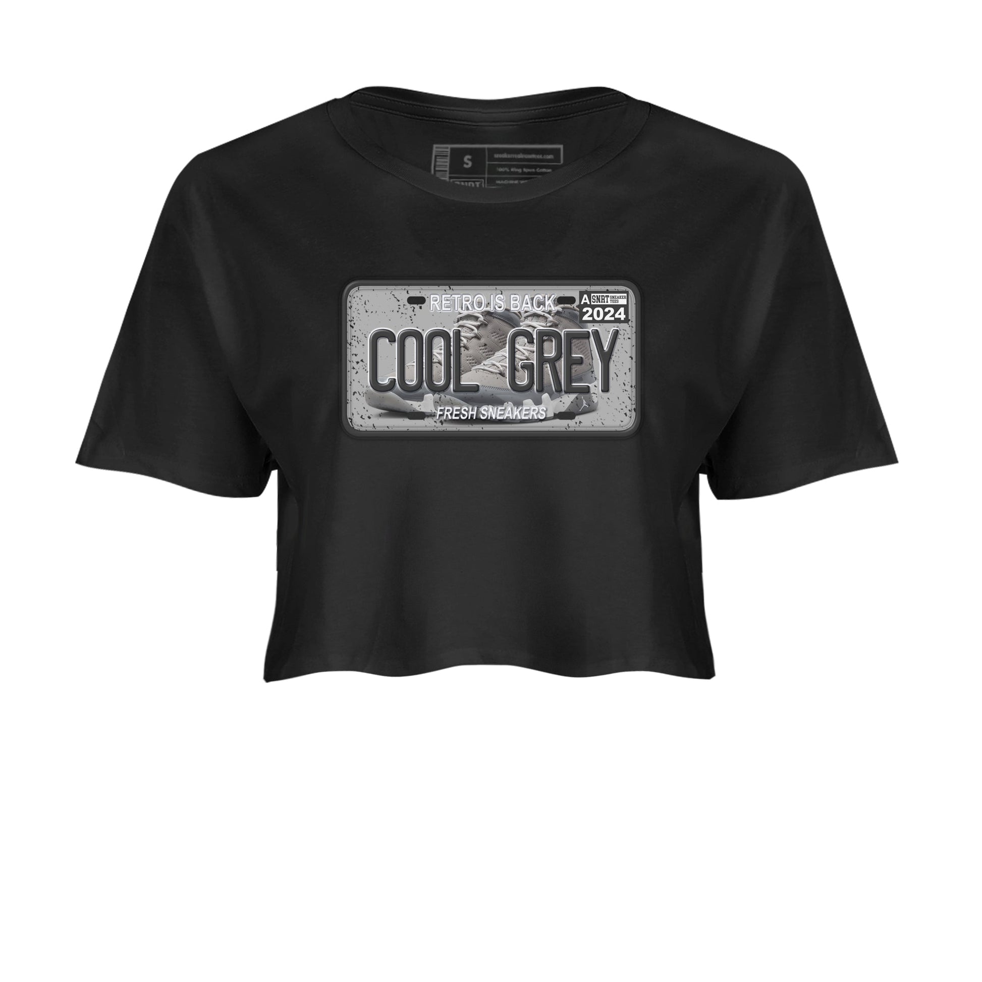 9s Cool Grey shirts to match jordans Sneaker Plate sneaker match tees Air Jordan 9 Retro Cool Grey match shoes to clothes SNRT Sneaker Tees unisex cotton Black 2 crop tee