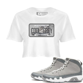 9s Cool Grey shirts to match jordans Sneaker Plate sneaker match tees Air Jordan 9 Retro Cool Grey match shoes to clothes SNRT Sneaker Tees unisex cotton White 1 crop tee