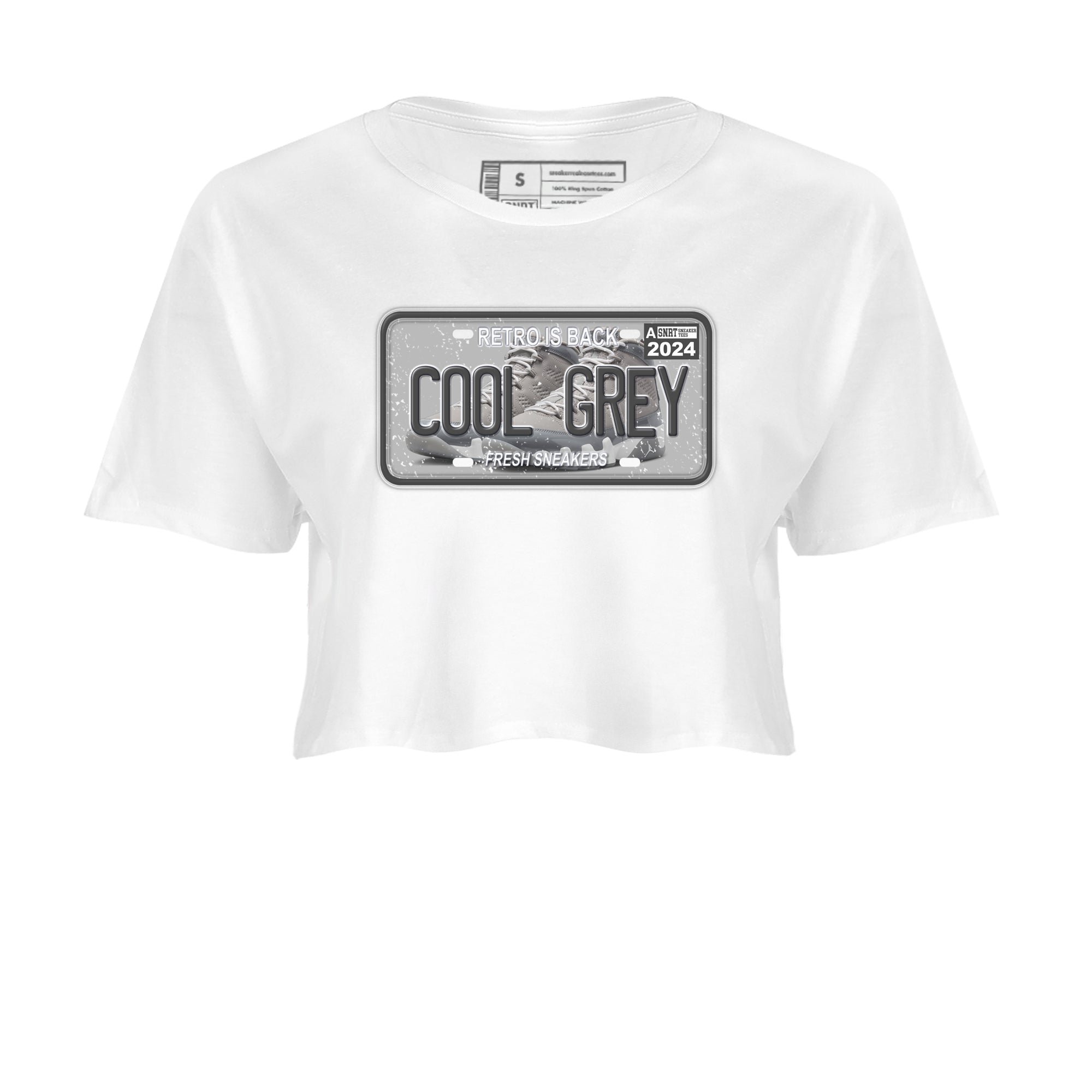 9s Cool Grey shirts to match jordans Sneaker Plate sneaker match tees Air Jordan 9 Retro Cool Grey match shoes to clothes SNRT Sneaker Tees unisex cotton White 2 crop tee