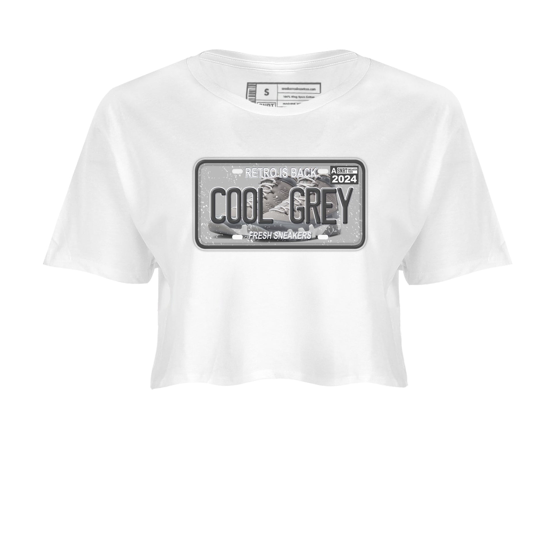 9s Cool Grey shirts to match jordans Sneaker Plate sneaker match tees Air Jordan 9 Retro Cool Grey match shoes to clothes SNRT Sneaker Tees unisex cotton White 2 crop tee