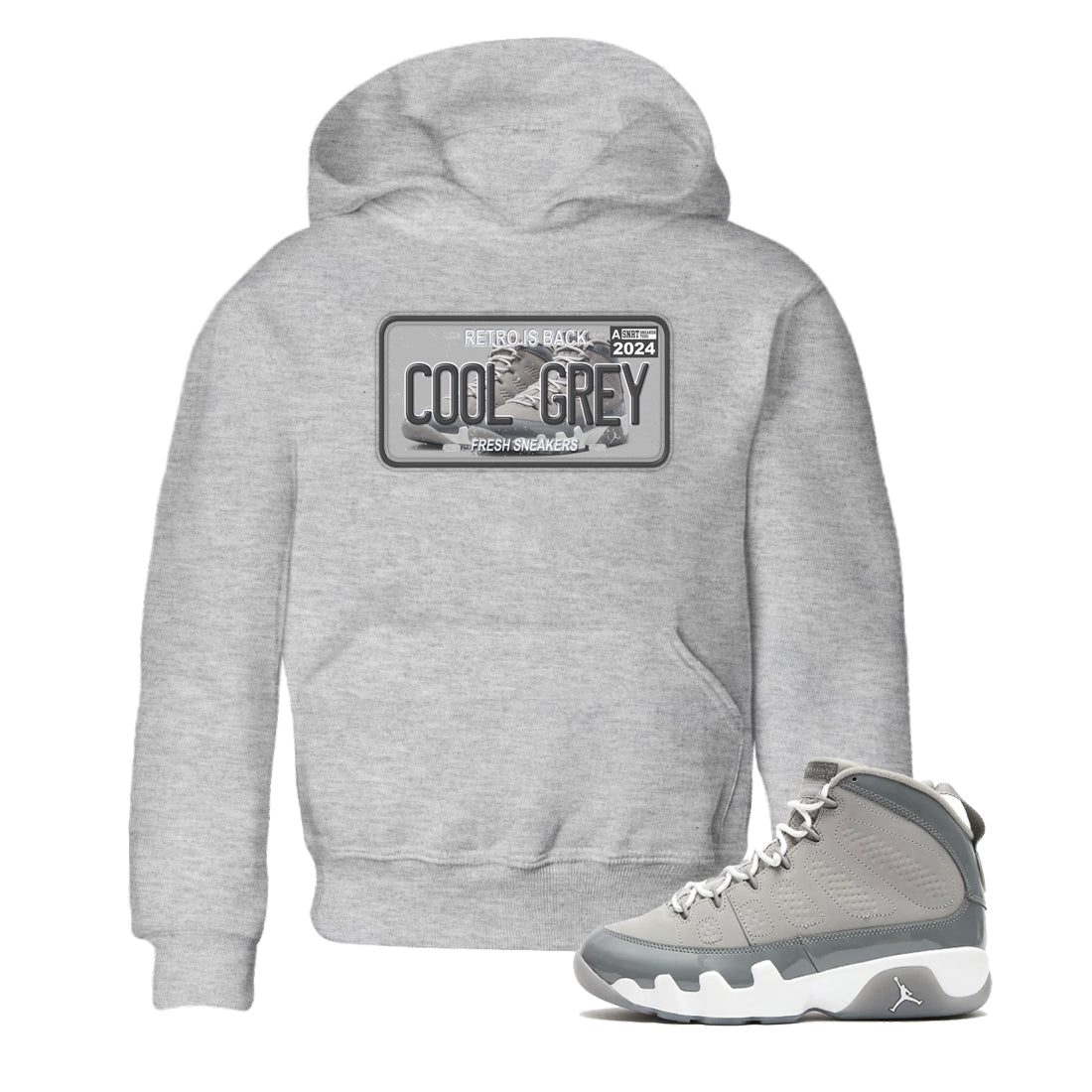 9s Cool Grey shirts to match jordans Sneaker Plate sneaker match tees Air Jordan 9 Retro Cool Grey match shoes to clothes SNRT Sneaker Tees Youth Baby Heather Grey 1 tee