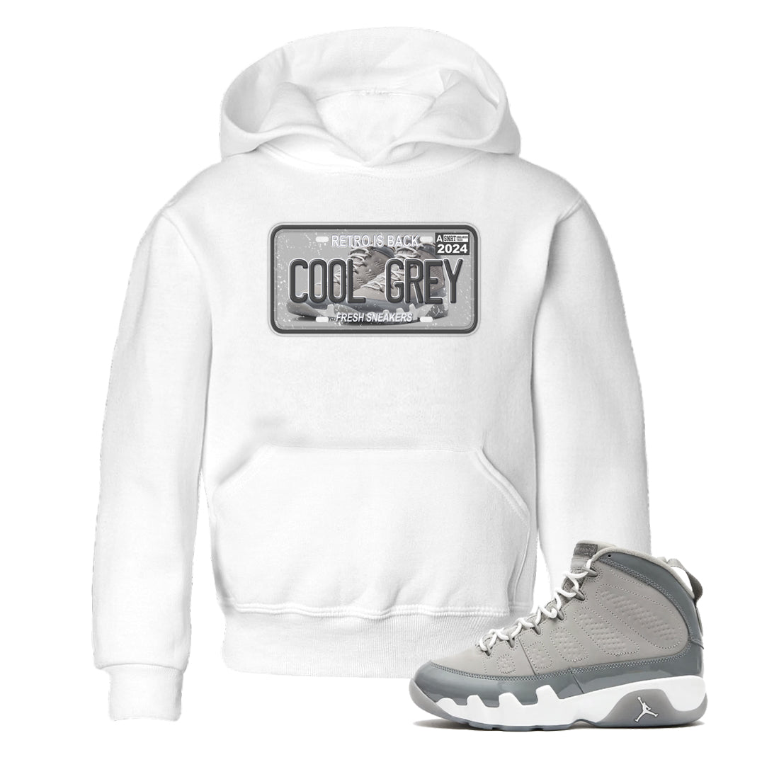 9s Cool Grey shirts to match jordans Sneaker Plate sneaker match tees Air Jordan 9 Retro Cool Grey match shoes to clothes SNRT Sneaker Tees Youth Baby White 1 tee