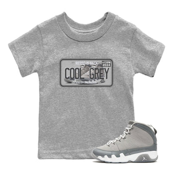 9s Cool Grey shirts to match jordans Sneaker Plate sneaker match tees Air Jordan 9 Retro Cool Grey match shoes to clothes SNRT Sneaker Tees Youth Baby Heather Grey 1 tee