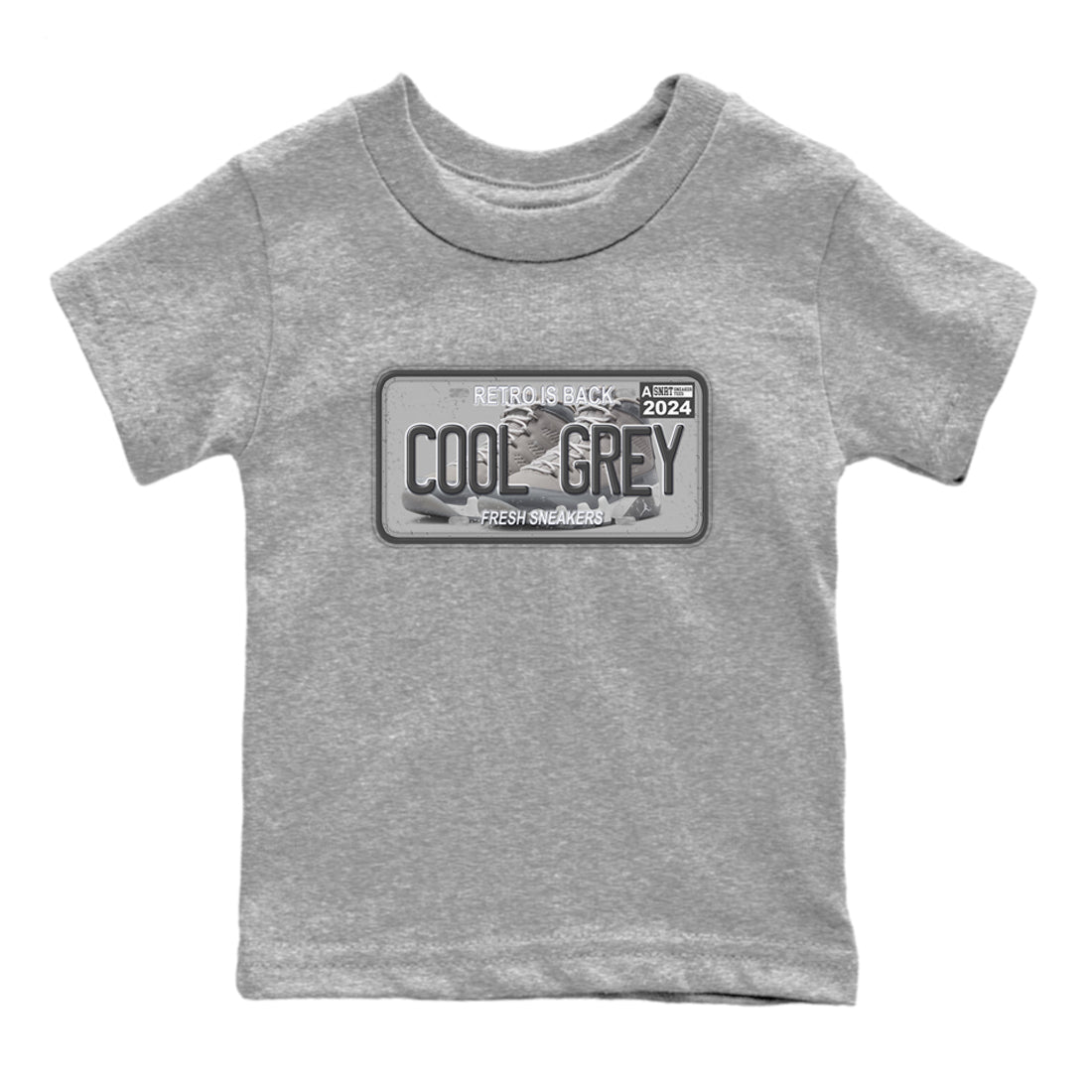 9s Cool Grey shirts to match jordans Sneaker Plate sneaker match tees Air Jordan 9 Retro Cool Grey match shoes to clothes SNRT Sneaker Tees Youth Baby Heather Grey 2 tee