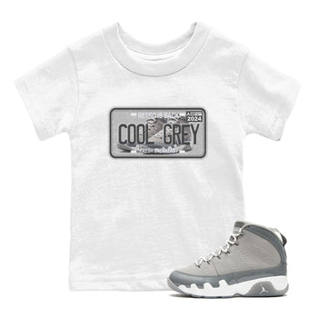 9s Cool Grey shirts to match jordans Sneaker Plate sneaker match tees Air Jordan 9 Retro Cool Grey match shoes to clothes SNRT Sneaker Tees Youth Baby White 1 tee