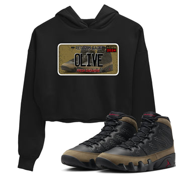 9s Olive shirts to match jordans Sneaker Plate sneaker match tees Air Jordan 9 Olive match shoes to clothes SNRT Sneaker Tees unisex cotton Black 1 crop tee