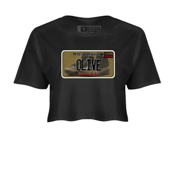 9s Olive shirts to match jordans Sneaker Plate sneaker match tees Air Jordan 9 Olive match shoes to clothes SNRT Sneaker Tees unisex cotton Black 2 crop tee