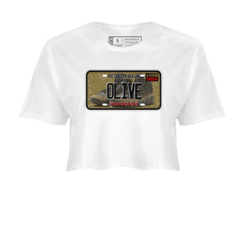 9s Olive shirts to match jordans Sneaker Plate sneaker match tees Air Jordan 9 Olive match shoes to clothes SNRT Sneaker Tees unisex cotton White 2 crop tee