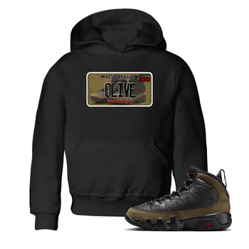 9s Olive shirts to match jordans Sneaker Plate sneaker match tees Air Jordan 9 Olive match shoes to clothes SNRT Sneaker Tees Youth Baby Black 1 tee