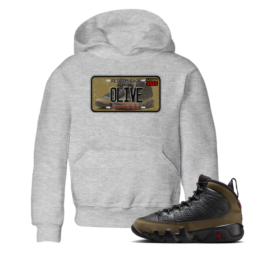 9s Olive shirts to match jordans Sneaker Plate sneaker match tees Air Jordan 9 Olive match shoes to clothes SNRT Sneaker Tees Youth Baby Heather Grey 1 tee