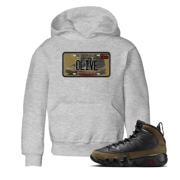 9s Olive shirts to match jordans Sneaker Plate sneaker match tees Air Jordan 9 Olive match shoes to clothes SNRT Sneaker Tees Youth Baby Heather Grey 1 tee