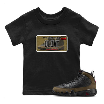 9s Olive shirts to match jordans Sneaker Plate sneaker match tees Air Jordan 9 Olive match shoes to clothes SNRT Sneaker Tees Youth Baby Black 1 tee
