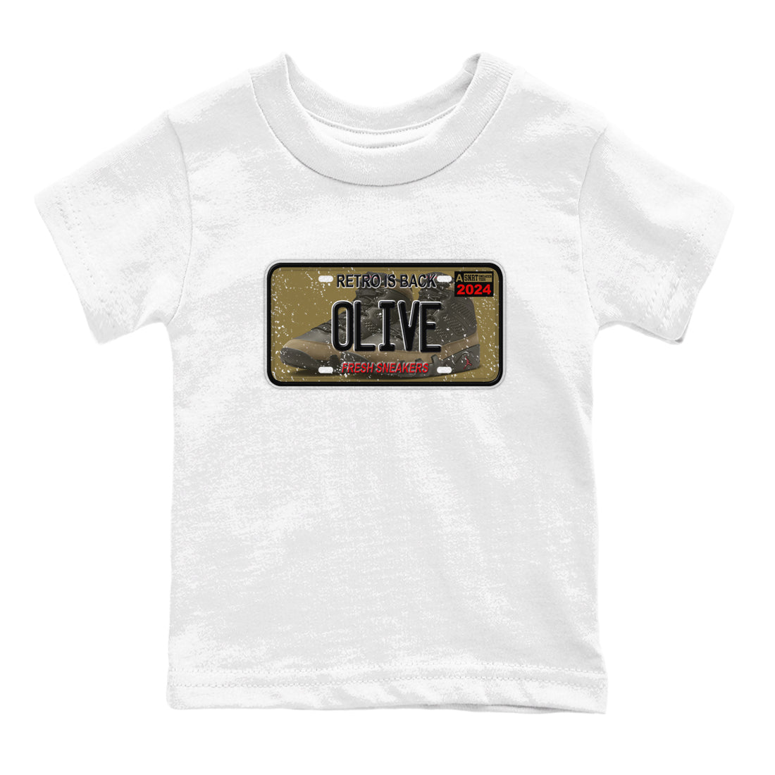 9s Olive shirts to match jordans Sneaker Plate sneaker match tees Air Jordan 9 Olive match shoes to clothes SNRT Sneaker Tees Youth Baby White 2 tee