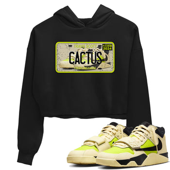 Sneaker Plate womens crop tee made to vibe with the Jordan Jumpman Jack Travis Scott Bright Cactus sneakers — the perfect match in Black 1.