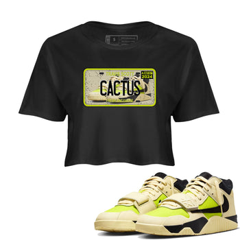 Sneaker Plate womens crop tee made to vibe with the Jordan Jumpman Jack Travis Scott Bright Cactus sneakers — the perfect match in Black 1.