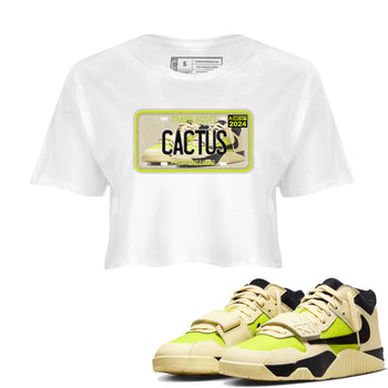 Sneaker Plate womens crop tee made to vibe with the Jordan Jumpman Jack Travis Scott Bright Cactus sneakers — the perfect match in White 1.