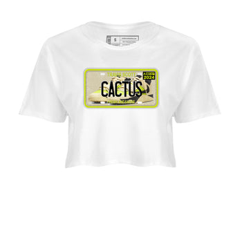Sneaker Plate womens crop tee made to vibe with the Jordan Jumpman Jack Travis Scott Bright Cactus sneakers — the perfect match in White 2.