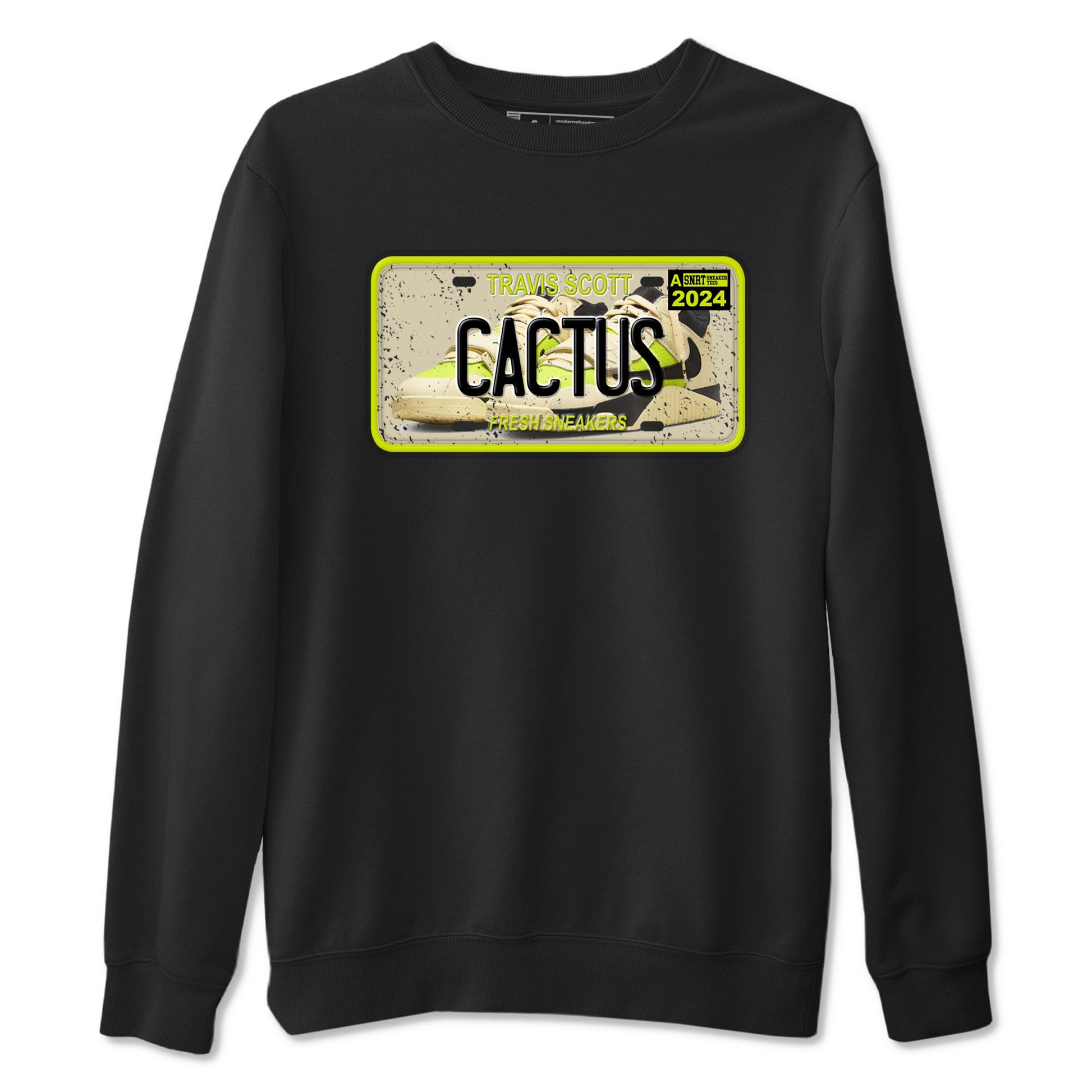 Sneaker Plate sneaker match t-shirt styled to complete your fit with the Jordan Jumpman Jack Travis Scott Bright Cactus sneakers, shown in Black 2.