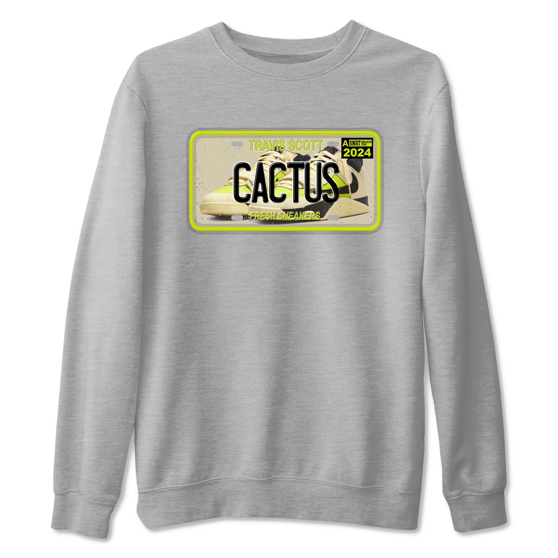 Sneaker Plate sneaker match t-shirt styled to complete your fit with the Jordan Jumpman Jack Travis Scott Bright Cactus sneakers, shown in Heather Grey 2.