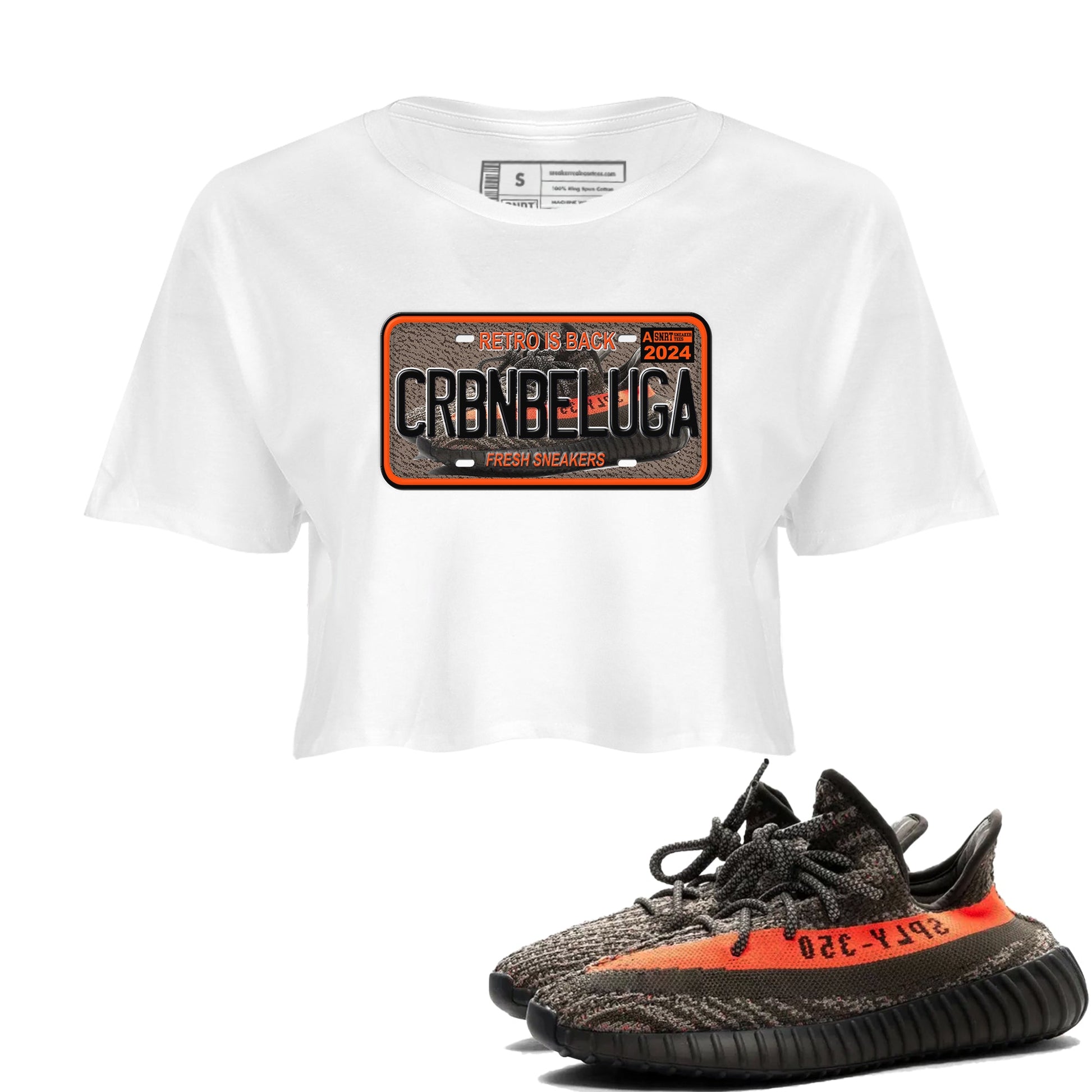 Yeezy 350 Carbon Beluga shirts to match jordans Sneaker Plate sneaker match tees Yeezy 350 Carbon Beluga match shoes to clothes SNRT Sneaker Tees unisex cotton White 1 crop tee
