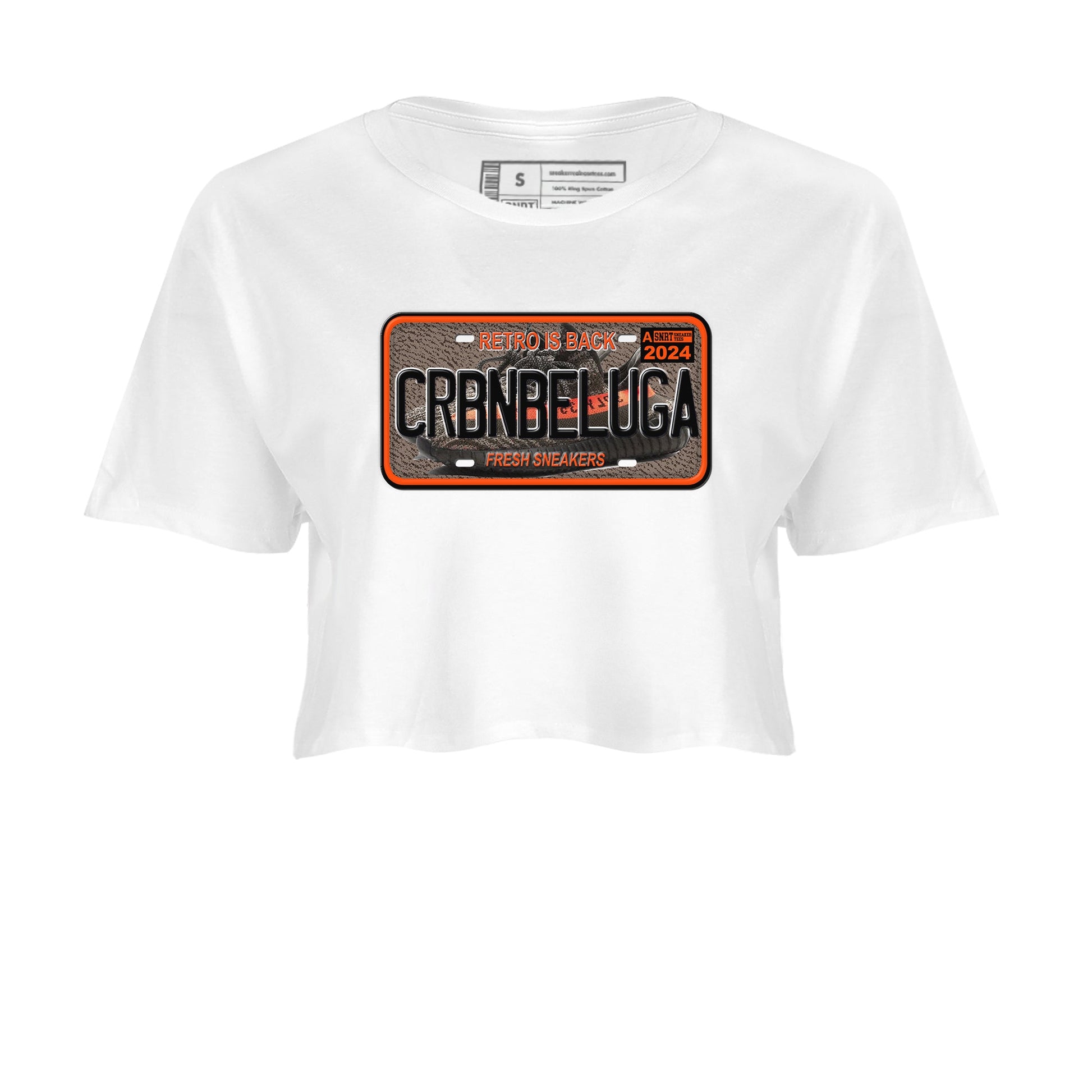 Yeezy 350 Carbon Beluga shirts to match jordans Sneaker Plate sneaker match tees Yeezy 350 Carbon Beluga match shoes to clothes SNRT Sneaker Tees unisex cotton White 2 crop tee
