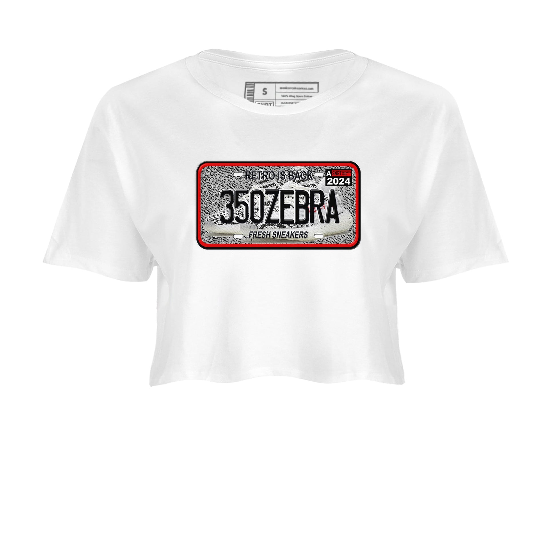 Yeezy 350 Zebra shirts to match jordans Sneaker Plate sneaker match tees Yeezy 350 Zebra match shoes to clothes SNRT Sneaker Tees unisex cotton White 2 crop tee